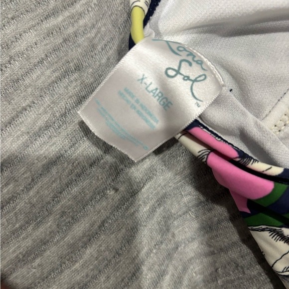 Tropical Floral Twist Front Halter One Piece Swimsuit Navy Pink Green White - Picture 11 of 12